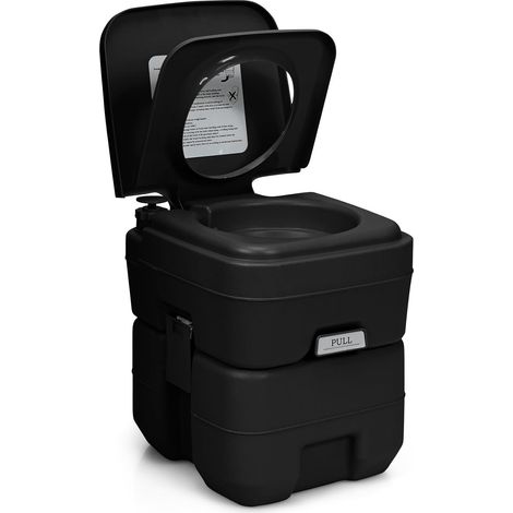 COSTWAY 20L Toilette Portatile con Serbatoio d'Acqua Rimovibile a Maniglia, WC Chimico da Esterno per Campeggio, Water Portatile per Adulti e Anziani, Supporto Carico 200kg, 36 x 42 x 43 cm (Nero) (1/5)