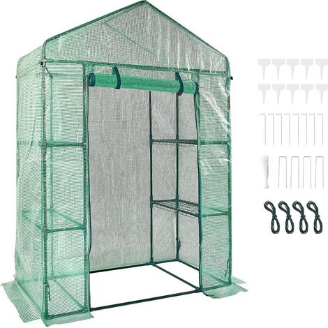Serre de Jardin avec Étagères 141x74,5x205 cm Tente Abri Plantes Plantation Fleurs Bâche PE et Acier (1/5)