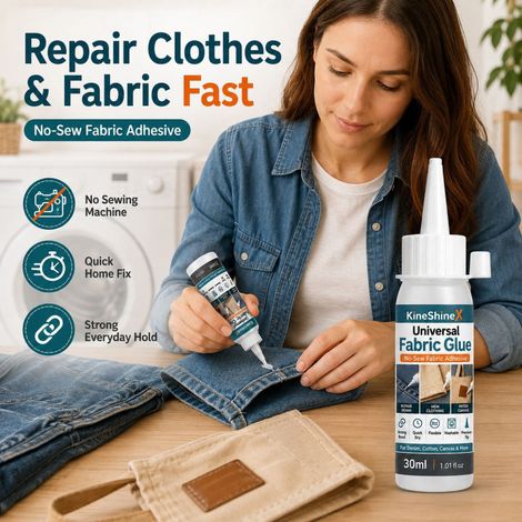 KineShineX Allzweck-Textilreparaturkleber – Textilverklebung ohne Nähen, geeignet für Jeansnähte, Hosensäume, Kleidungsstückkanten usw. (1/5)