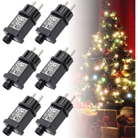 LED Transformer, 6 x LED Sockets, 220 V Transformer, Power Supply for Lighting, 31 V DC 6 W, IP44, 8 Modes with Memory Function and Timer for Decorating (1/4)