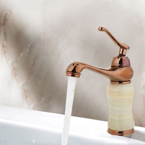 Robinet européen chaud et froid, robinet de salle de bains Antique G1/2 (or Rose) (1/5)