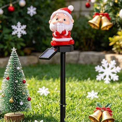 Hot-selling solar-powered outdoor Christmas decorative ground light, waterproof villa lawn light, courtyard landscape light, Santa Claus light (drop resistant) -