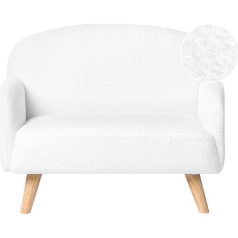 Canapé pour Enfants Moderne en Bouclé Rembourré avec Accoudoirs Blanc Ottal (1/5)