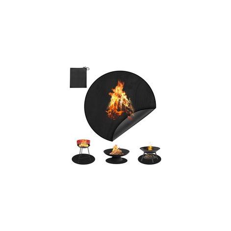 Tapis Ignifuge Rond Tapis de Foyer 91cm Tapis de Protection de Sol Ignifuge Résistant à la Chaleur pour Barbecue en Plein Air,Camping,Patio, Noir
