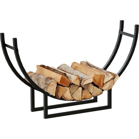 Le Poisson Qui Jardine – Range bûches intérieur demi rond 92 cm – Étagère bois de chauffage élégante – Dimensions 55×92×21 cm – Accès facile au bois de cheminée