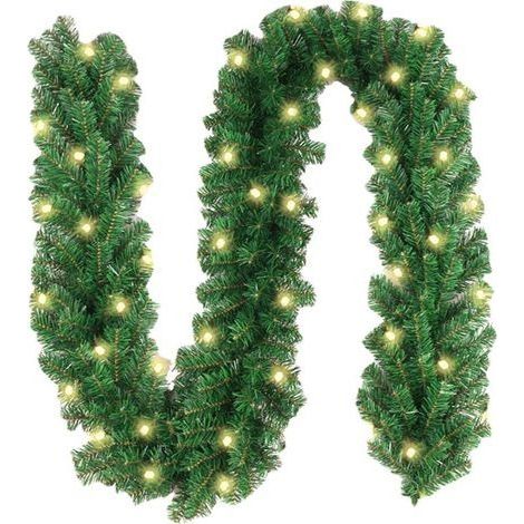 Couronne de lanternes de Noël 2,7 mètres, 160 vignes en rotin, sapin artificiel blanc chaud, décoration de Noël intérieure et extérieure-Chrom (1/5)