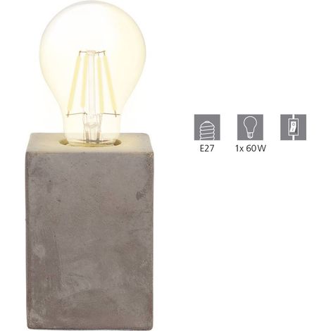 Eglo Lampada da tavolo Prestwick, Lampada da scrivania a uno luce vintage, industriale, retrò, Abat-jour in calcestruzzo color grigio, Lampada con interruttore, attacco E27 (1/5)