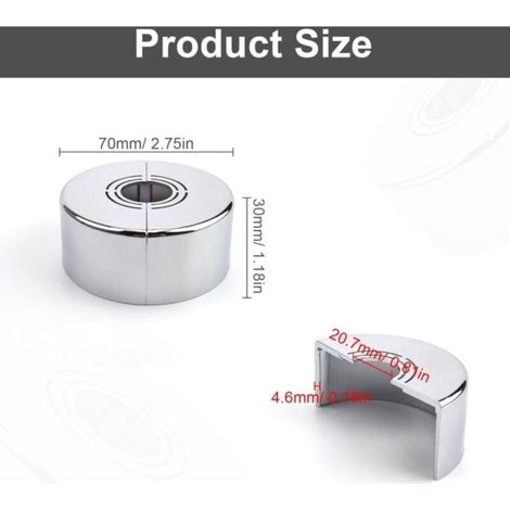 4 Pièces Rosace Robinet, Rosace Mitigeur Douche, 3 Tailles en 1, Cache Tuyau Radiateur Convient pour Diamètre de 20MM / 25MM / 33MM, Utilisé pour Décoration de Robinets (1/3)