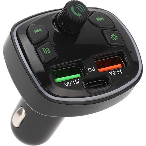 Bluetooth-Transmitter mit 2 USB-Anschlüssen, 4,8 A Freisprechfunktion, Schnellladefunktion, MP3-Player und Radioempfänger für Autos (1/5)