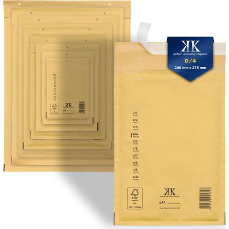 4800 Luftpolster-Versandtaschen D4 D/4 200x275mm (Außenmaß) Braun (1/5)
