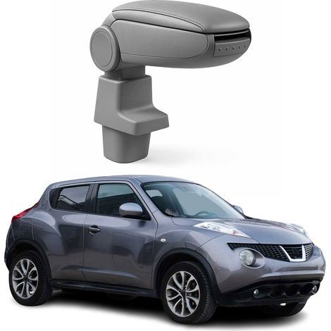OMAC Accoudoir pour Nissan Juke 2011-2019 - Snap-On - ABS + Simili Cuir - Aucune Perçage ou Installation - Installation Facile Gris (1/5)