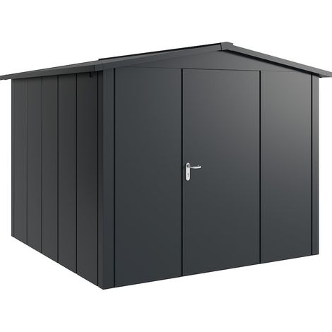 Hörmann Metall-Gerätehaus "Juno" mit Satteldach, JSD10 - Design, 262 x 262 cm (B x T), anthrazit, 1-flüglige Tür, Anschlag rechts
