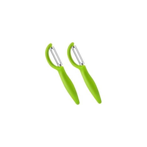 2 PCS Éplucheur Universel, Econome Legumes Inox Eplucheur Legumes Manuel Eplucheur Pomme de Terre Poignée Ergonomique, Couteau Eplucheur Cuisine pour Légumes Fruits (Vert) (1/5)