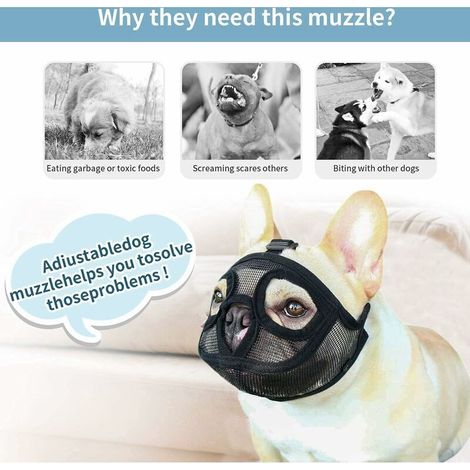 VURAHOME – Netzmaulkorb für kurzschnäuzige Hunde, verstellbarer, atmungsaktiver Netzmaulkorb, Bulldoggenmaulkorb gegen Kauen, Bellen und Beißen, ohne Beißreflexe (1/4)