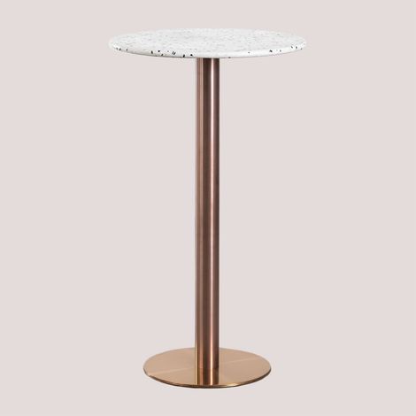 Tavolo da bar rotondo alto in terrazzo (Ø60 cm) Malibu SKLUM         Oro Rosa   