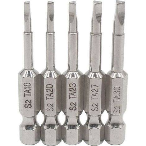 5teiliges DreikantkopfMagnetSchraubendreherBitSet S2 Stahl 1,8 mm, 2 mm, 2,3 mm, 2,7 mm, 3 mm, 6,35 mm Sechskantschaft, 50 mm Länge (1/5)