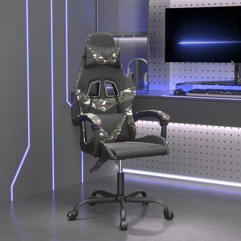 Fauteuil gamer Chaise de bureau - Fauteuil de jeu Noir et camouflage Similicuir BonneVie-27477 (1/5)