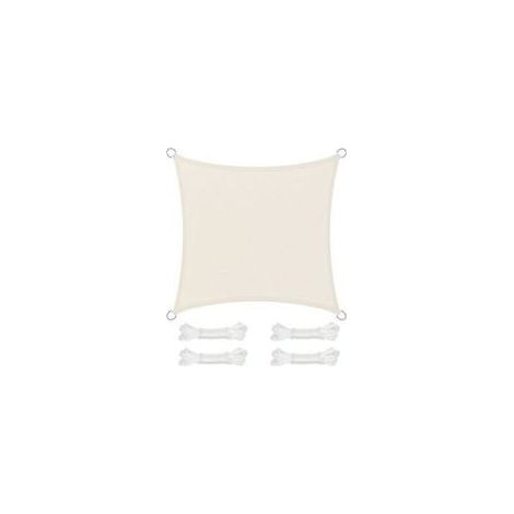 Voile d’Ombrage 3 x 3 m, Protection Solaire en Tissu HDPE, Respirant, Perméable à l’Eau, pour Terrasse, Jardin, Balcon, Camping, Carré, Concave, Beige (1/5)