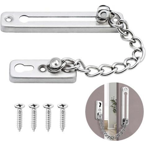 Door Chain, Stainless Steel Security Door Chain, Stainless Steel Door Chain, Security Door Chain with Screws, Hotel Interior Door, Door and Window, Silver (1/5)