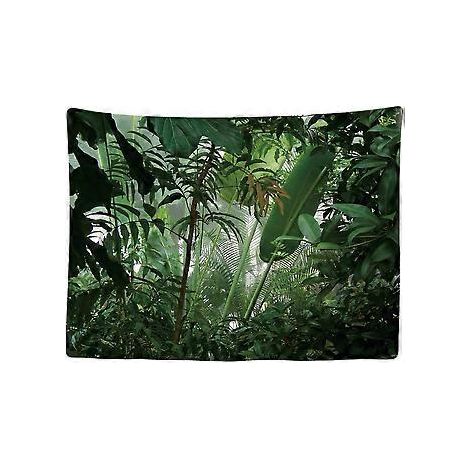 Dekorativer Wandteppich fürs Schlafzimmer (200 x 150 cm) – Tropischer Wald, Natur, Öko, Grüne Pflanzen – Ästhetische Wandtapete aus Stoff – Panorama-Dekoration