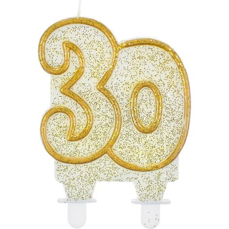 Zahlenkerze 30, goldener Umriss, 1 Packung (1/2)