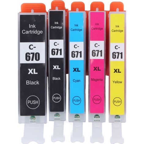Cartouche Multicolore Jet d'Encre Rechange Accessoire Imprimante pour PIXMA 5 Couleurs (BK BK C M Y) (1/5)