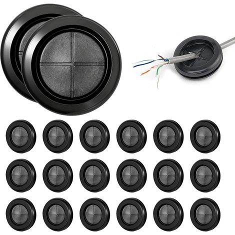 Lot de 20 rondelles en caoutchouc noir - 40 mm - Passage de câble - Bouchons de carrosserie - Rond unilatéral - Étanche (1/5)