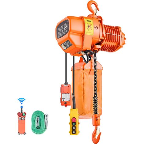 Palan électrique 500 kg, hauteur de levage 6 m, grue aérienne triphasée avec télécommande sans fil 100 m et filaire 4,5 m, chaîne G80 pour ateliers, entrepôts. (1/5)