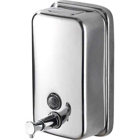Dispensador de jabón de manos de pared, dispensador de jabón comercial, dispensador de jabón de acero inoxidable para baño, cocina, mercado, hotel, restaurante (500 ml)