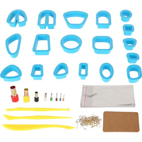 Kit de 10 emporte-pièces pour argile polymère bleu, crochets de boucles d'oreilles, cartes et anneaux ouverts pour création de bijoux DIY (1/5)