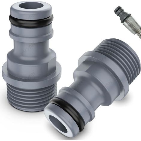 Lot de 2 raccords de robinet G 1/2" / 20 mm - Raccord de tuyau d'arrosage - Raccord de tuyau 1/2" - Filetage extérieur pour robinet (1/5)