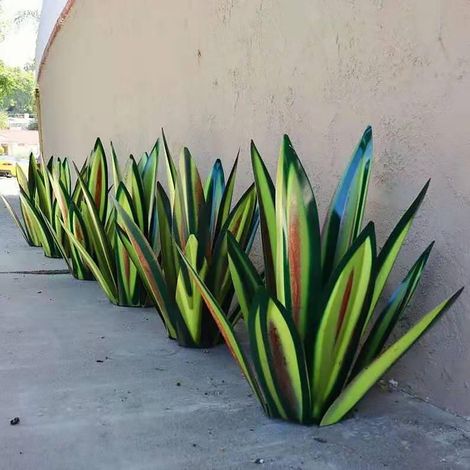 Herbstliche Wohndekoration im Ausverkauf, Große rustikale Tequila-Skulptur (55 cm), Gartendekoration, Wohnaccessoires, Gartenfiguren, Gartendeko, Hofdekoration, Grüne Agavenpflanzen aus Metall für Ter (1/4)