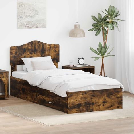 vidaXL Bettrahmen Geräucherte Eiche 90 x 190 cm Holzwerkstoff (1/5)
