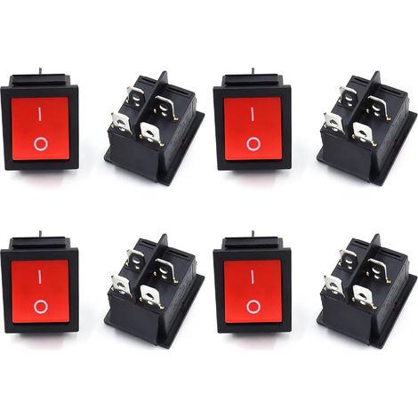 Interrupteur Bipolaire à Bascule Lumineux Rouge - 6 Pcs (2 Positions ON/OFF) - Pour une Commande Fiable et Universelle. Idéal Bateaux, Voitures, Appareils Électroménagers. Installation Facile. (1/5)
