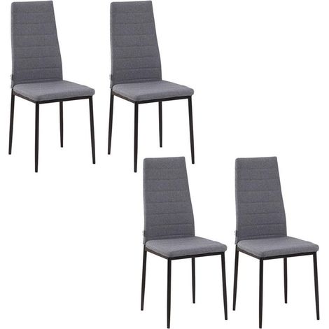 SET 4 SEDIE IMBOTTITE STILE MODERNO IN METALLO E TESSUTO GRIGIO (1/5)