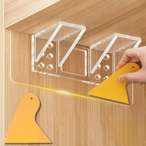 Supports d'étagère invisibles 15x7cm double row autocollants, pour placard et penderie, lot de 12 (1/4)