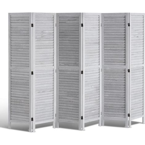 Intimité et Décoration Paravent Séparateur de Pièce Bois Pliable 6 Panneaux à Volet 170cm pour Chambre Bureau Blanc (1/5)