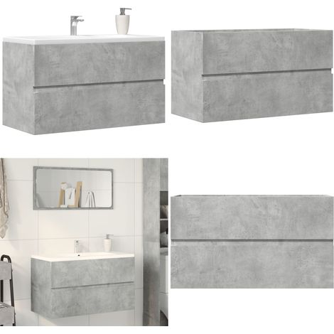 vidaXL Armoire d'évier Gris béton 90x38,5x45 cm Aggloméré