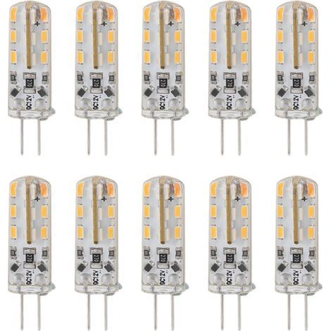 10 x G4 LED bulbs, 1.5 W, DC 12 V, warm white (3000 K), 110 lm, pin socket, for lighting cabinets in the yard