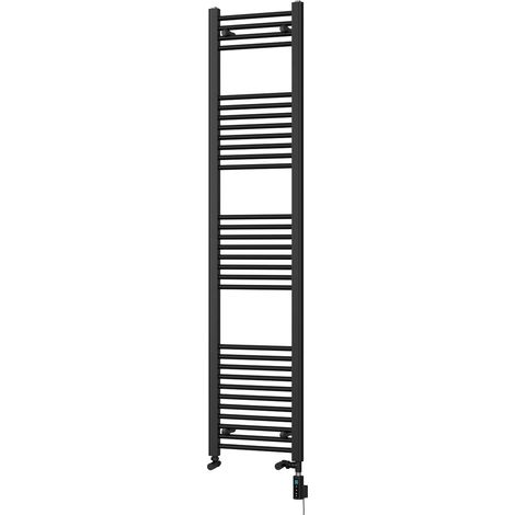Zennor - Black Dual Fuel Towel Rail H1800mm x W400mm Thermostatic WIFI - Straight (1/3)