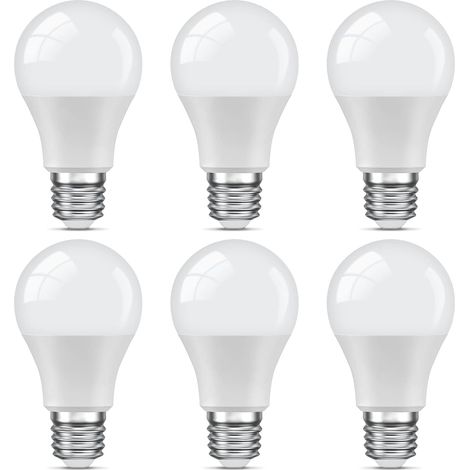 E27 LED Bulb Cool White 9W Equivalent 60W 6000K 806LM Standard A60 Screw Base Non-Dimmable Flicker-Free 220V-240V for Home Restaurant Bar 6 Pack (1/5)