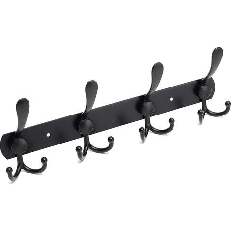 Wandgarderobe mit stabilen, doppelseitigen Haken aus Kohlenstoffstahl, ideal für Badezimmer, Schlafzimmer, Büro oder Flur, schwarz (1/5)