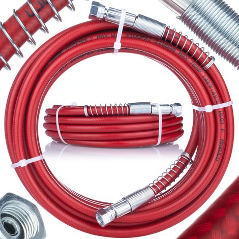 Rosfix Farbspritzschlauch 10 m Rot – 1/4" Innengewinde, 228 bar Maximaldruck  Drehgelenke & Knickschutz  Flexibel & Abriebfest  Zubehör für Airless Farbspritzgerät