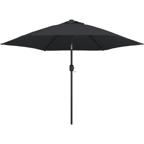 Parasol d'extérieur avec poteau en métal 300 cm Noir (1/2)