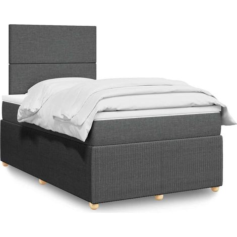 Boxspringbett mit Matratze Dunkelgrau 120x200 cm Stoff