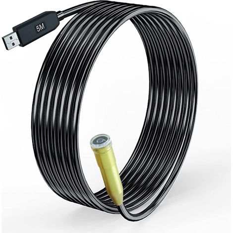 Cámara de endoscopio USB de 5 m con sonda impermeable flexible de 4 luces LED