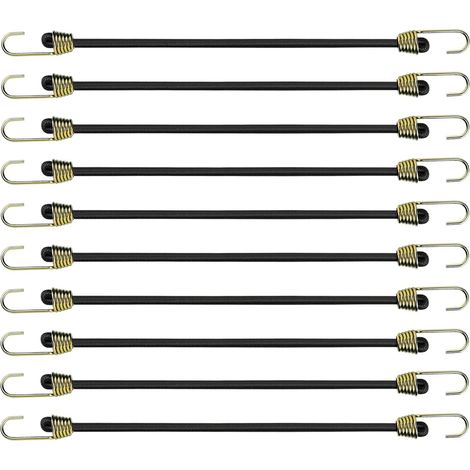 10 cuerdas elásticas tipo bungee, mini cuerdas elásticas ajustables de 24 cm, cuerda de goma universal resistente para camping/tienda de campaña. (1/5)