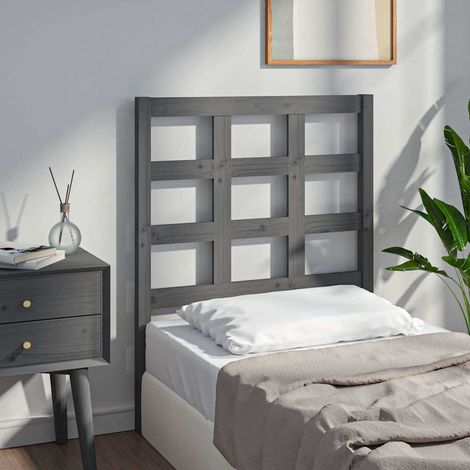Tête de lit Style Classique Armoire de lit - Gris 80,5x4x100 cm Bois massif de pin BV538011 - BonneVie (1/5)