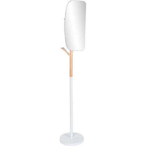 Porte-manteau design élégant en bois et métal blanc - Blanc naturel et bois (1/5)