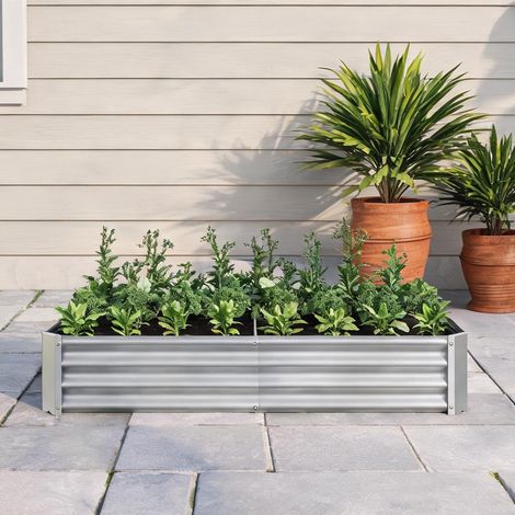 Carré potager surélevé en métal 180 x 90 x 30 cm bac à plantes (1/5)